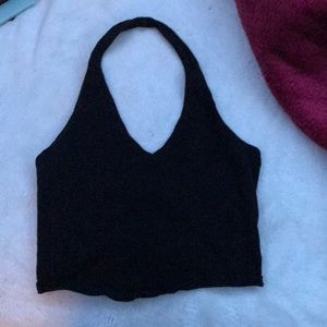 Black halter crop top